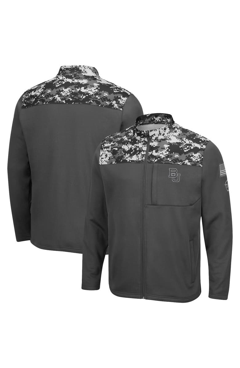 COLOSSEUM Men's Colosseum Charcoal Boston University OHT Military Appreciation Digi Camo Full-Zip Jacket, Alternate, color,