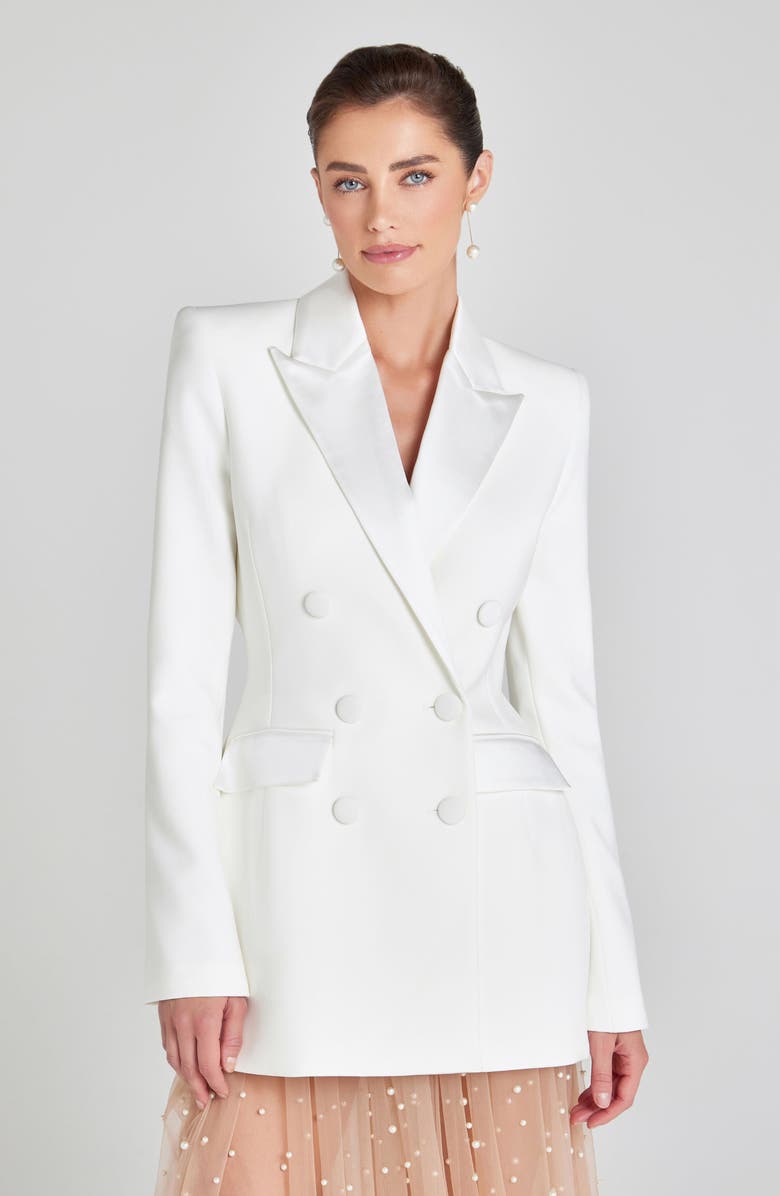 NADINE MERABI Monica Double Breasted Blazer, Alternate, color, White