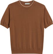 Canali Short Sleeve Cotton Crewneck Sweater