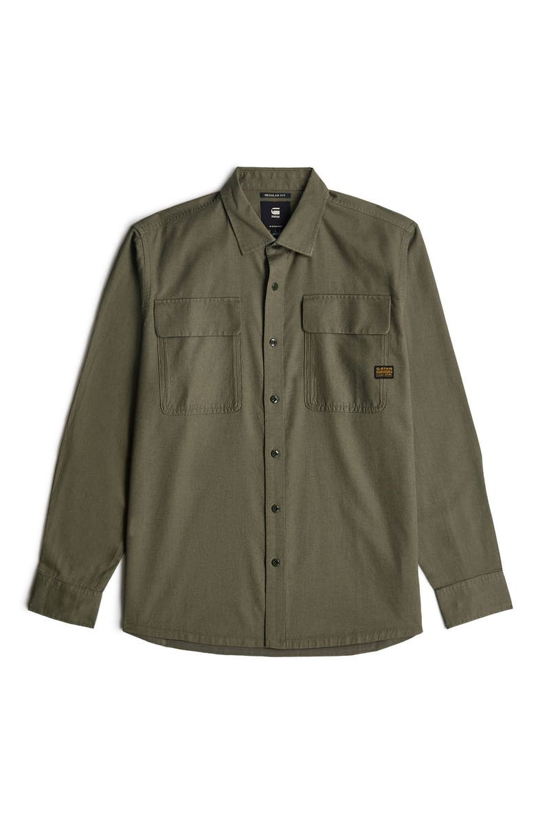 G-STAR CPO Regular Fit Cotton & Linen Button-Up Shirt, Alternate, color, Turf