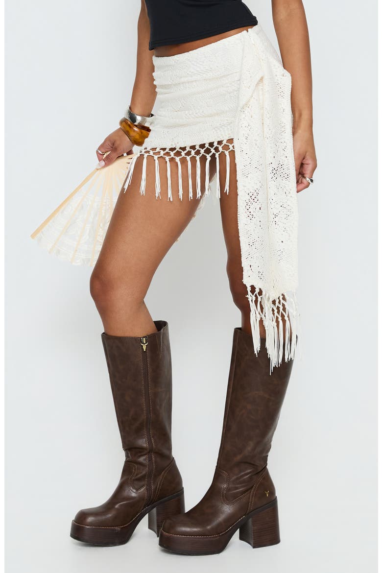 Winita Macrame Tassel Miniskirt, Alternate, color, CREAM