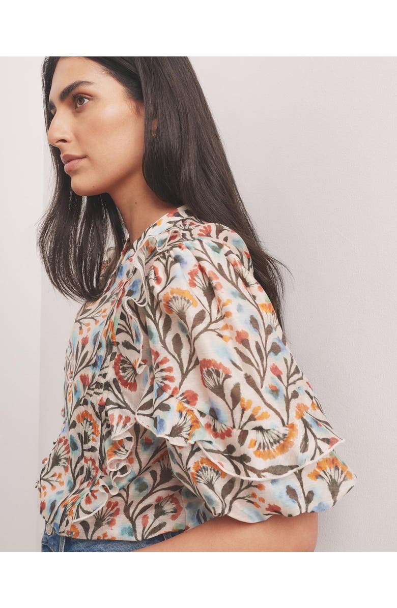 MINT VELVET Allover Floral Ruffle Blouse, Alternate, color, Orange