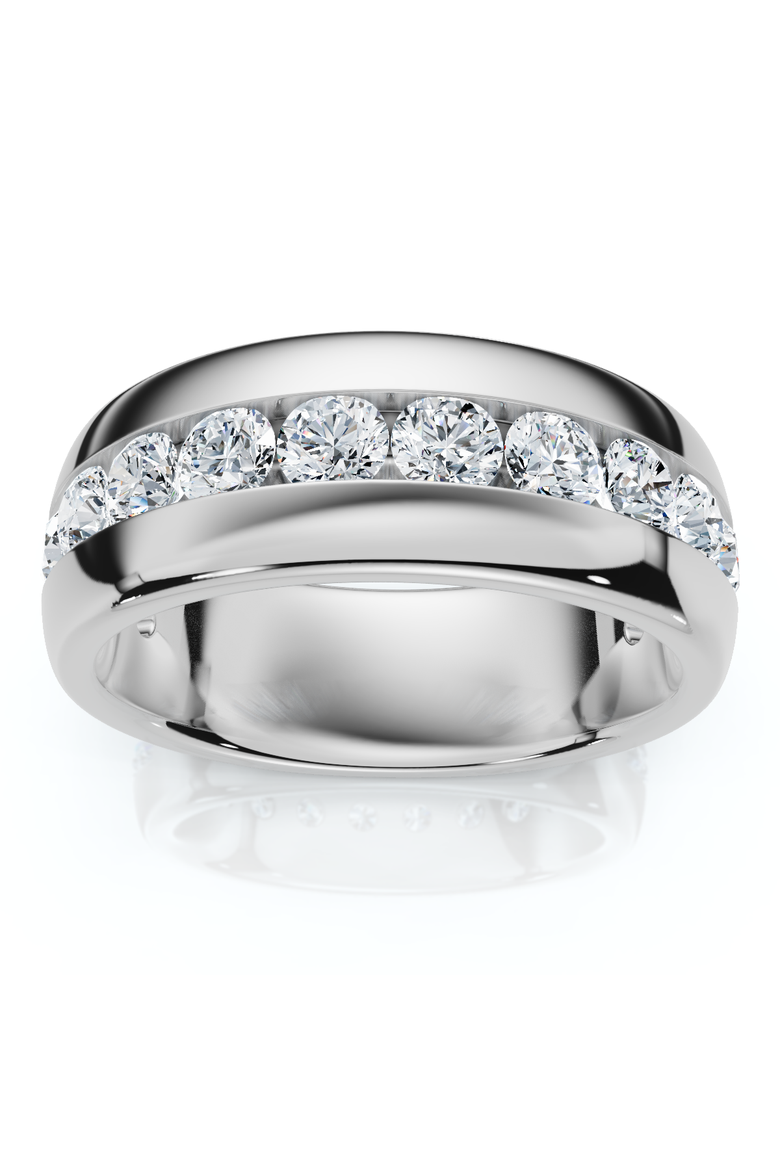 1 1/2Ct Men's Diamond Wedding Anniversary Ring 10k Gold Channel Set Lab Grown, Main, color, 10k White Gold