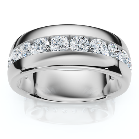 1 1/2Ct Men's Diamond Wedding Anniversary Ring 10k Gold Channel Set Lab Grown