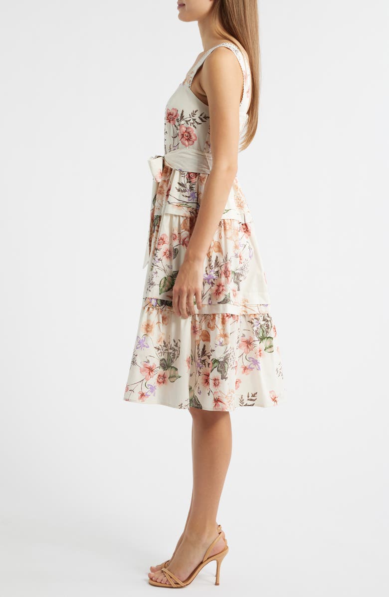 Anne Klein Sleeveless Tiered Dress, Alternate, color, White Dove Multi