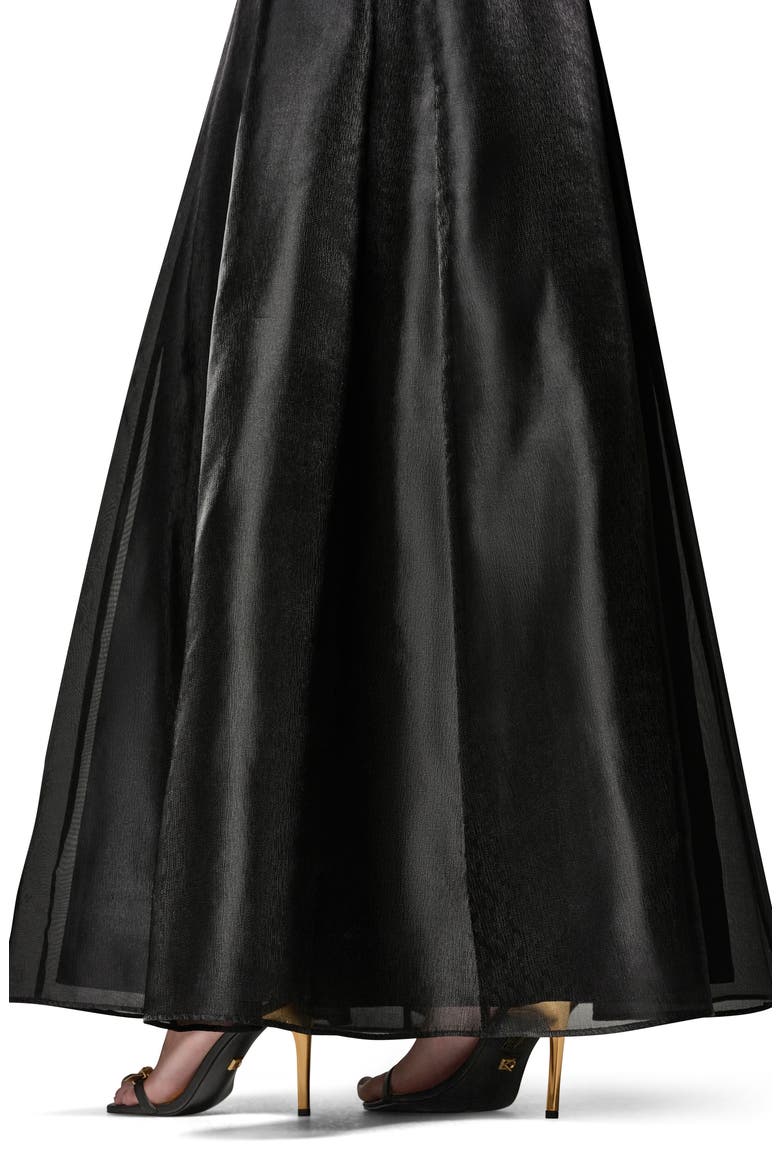 Asymmetric Satin Gown, Alternate, color, BLACK
