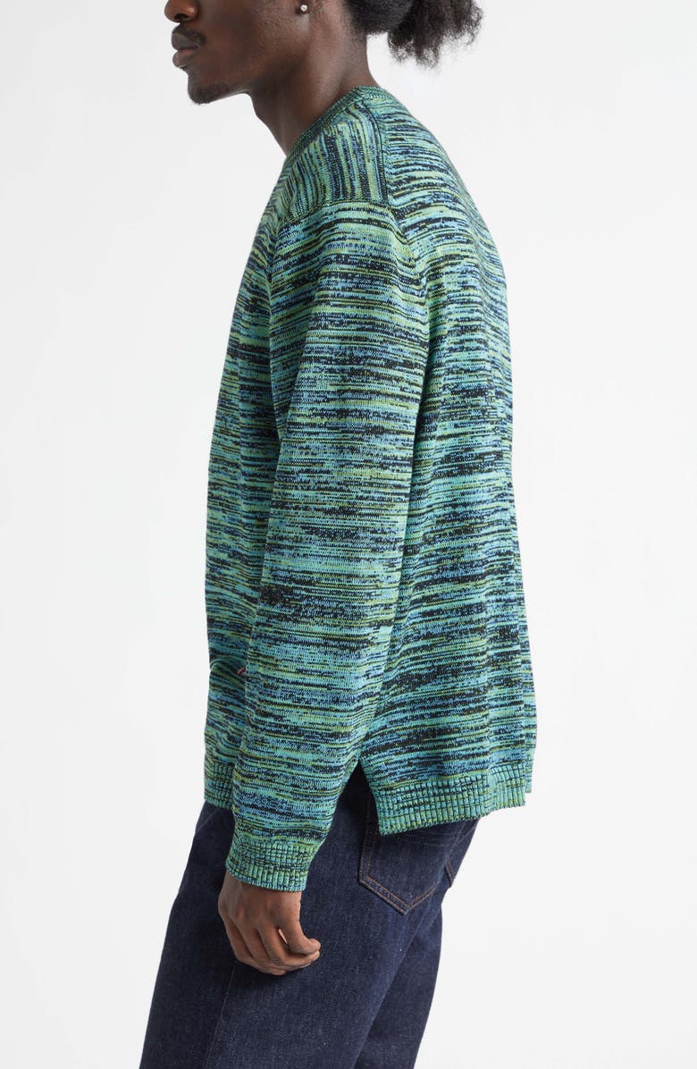 Waste Yarn Project Space Dye One of a Kind Crewneck Sweater, Alternate, color, Blue Green Dark