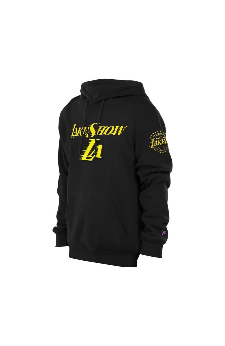 New Era Men's New Era Black Los Angeles Lakers 2024/25 City Edition Chenille Heavyweight Pullover Hoodie, Alternate, color,