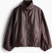 H&M Balloon-sleeved Coated Jacket
