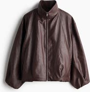 H&M Balloon-sleeved Coated Jacket