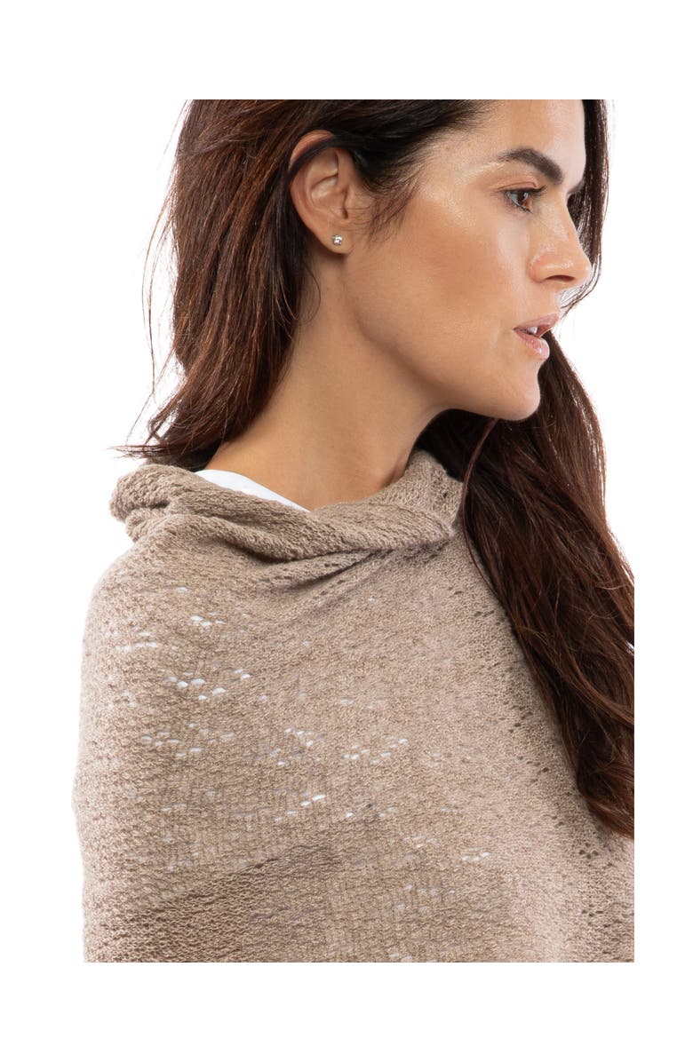 Monticelli Cashmere Pure Cashmere Pointelle Wrap Scarf, Alternate, color, Taupe