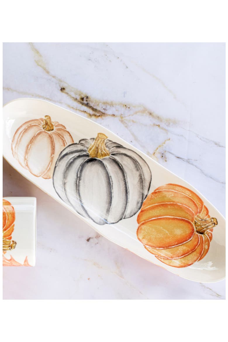 Pumpkins Narrow Platter, Alternate, color, ORANGE