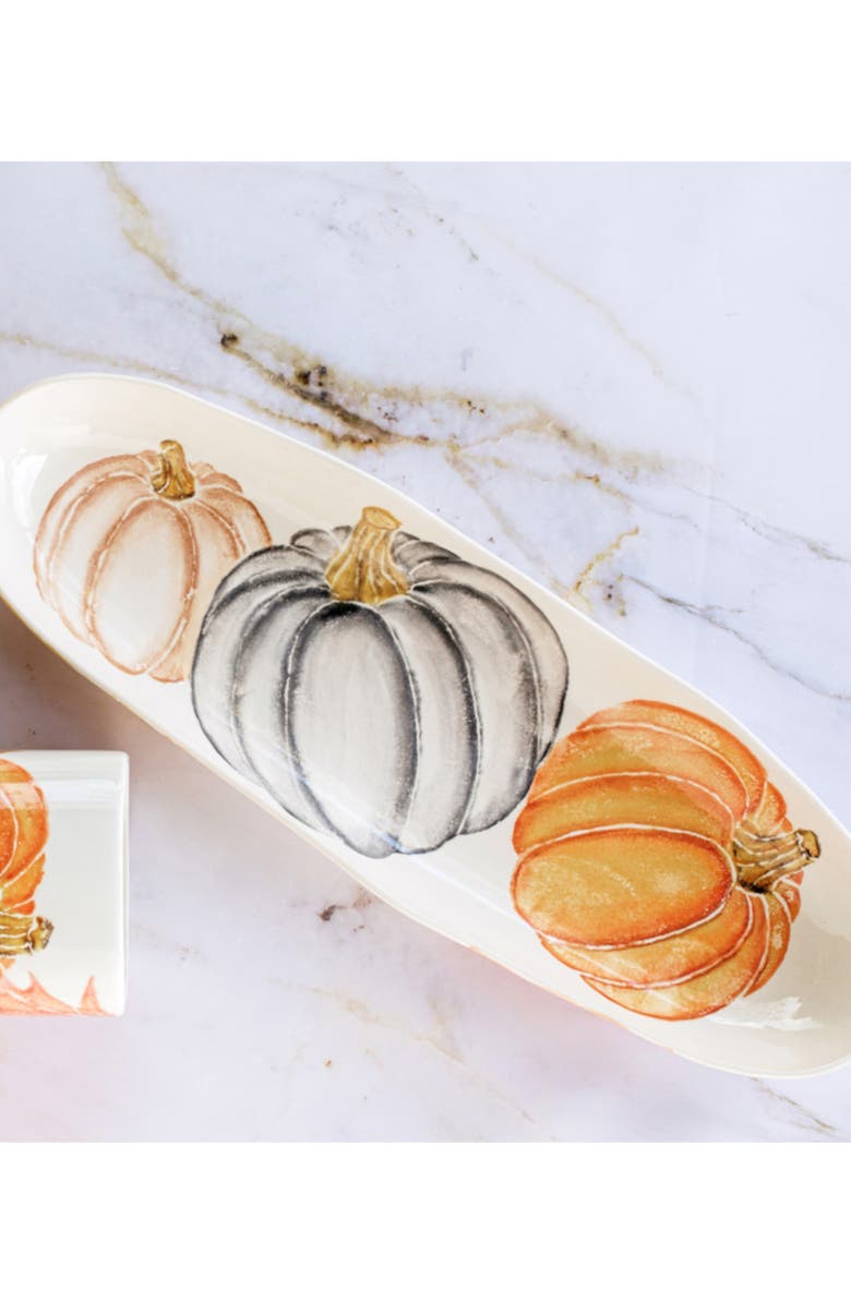 VIETRI Pumpkins Narrow Platter, Alternate, color, Orange