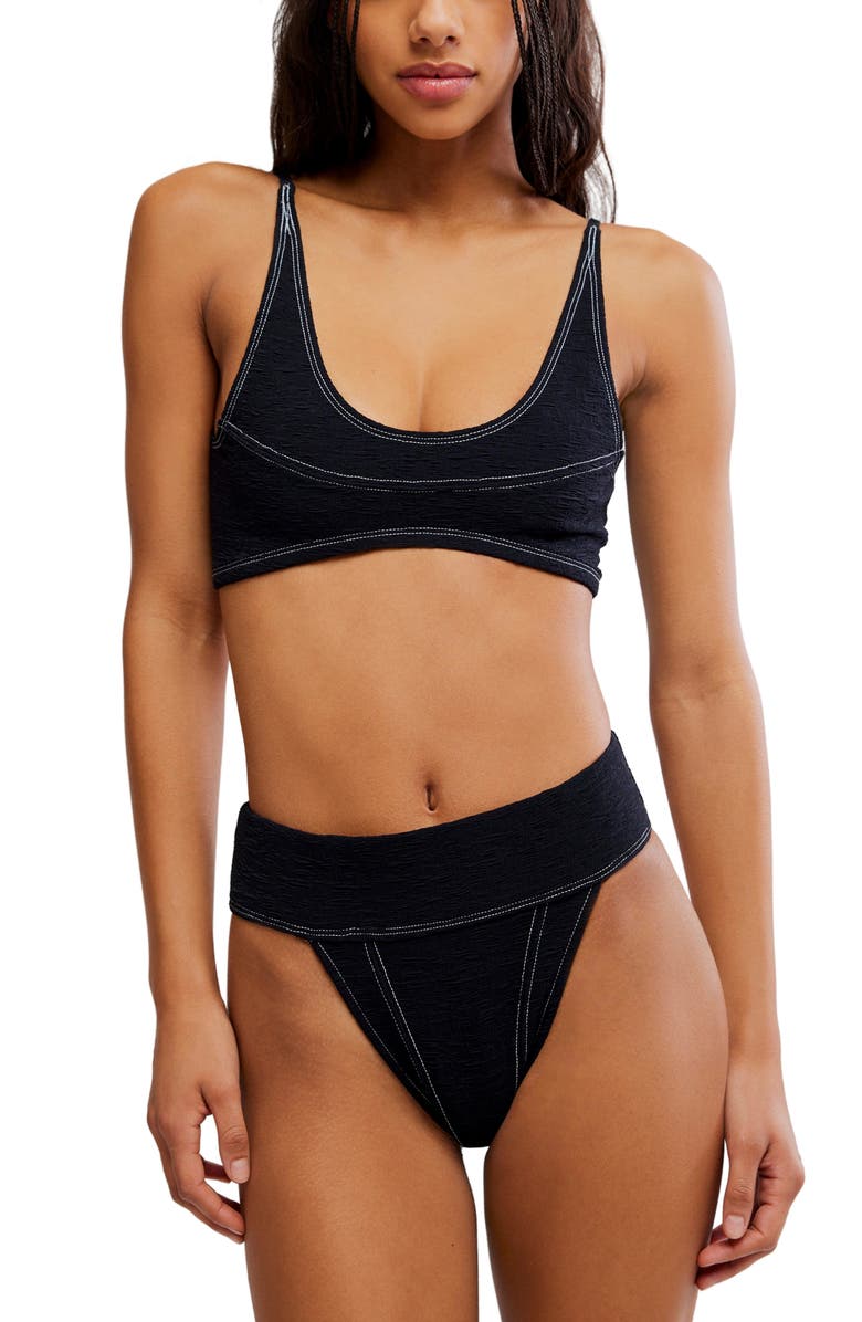 Free People Dylan High Waist Bikini Bottoms, Alternate, color, Black
