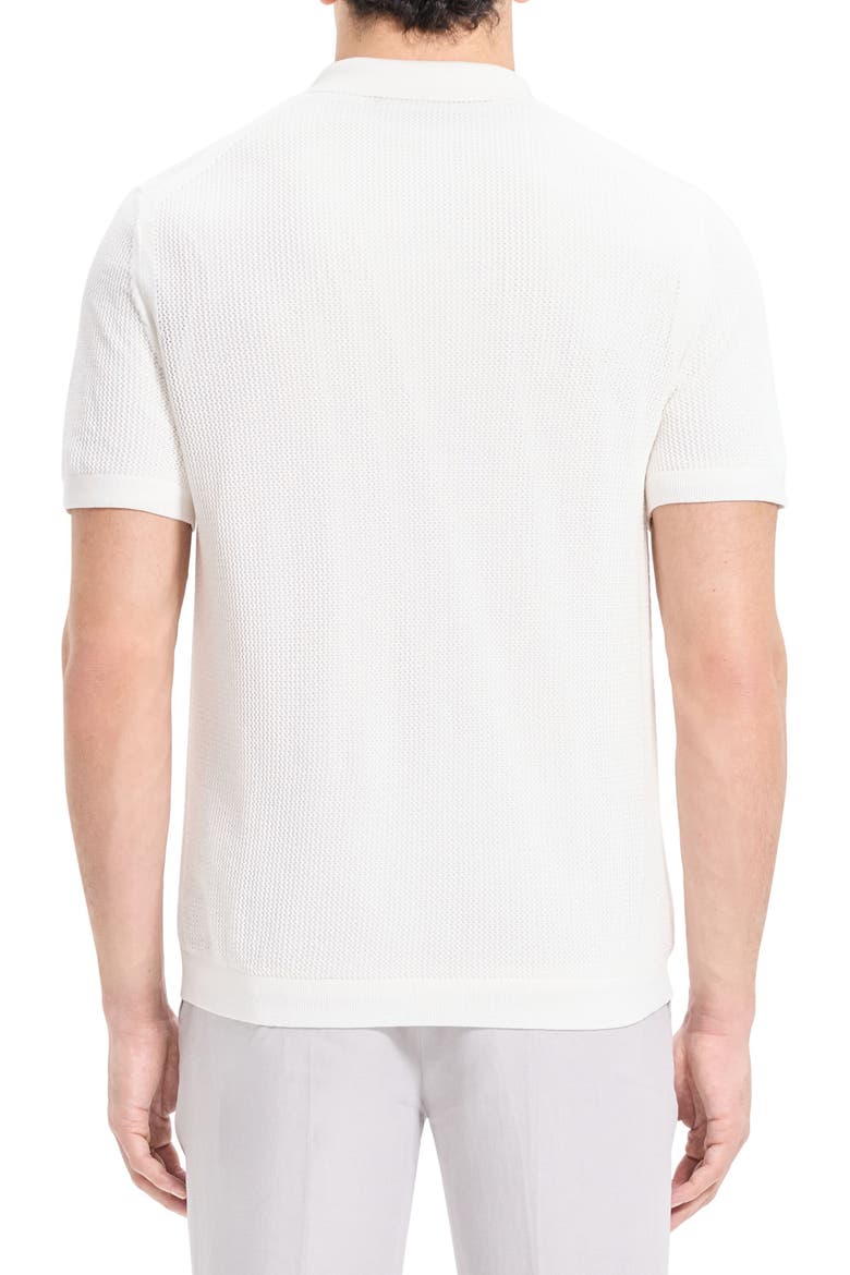 Cairn Short Sleeve Button-Up Cotton Blend Sweater, Alternate, color, IVORY