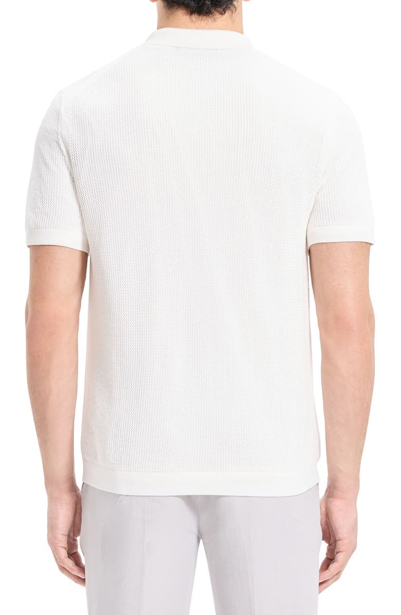 Theory Cairn Short Sleeve Button-Up Cotton Blend Sweater, Alternate, color, Ivory