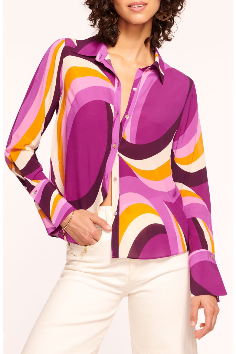Louella Print Button-Up Shirt, Alternate, color, DEEP LILAC SIRENUSE