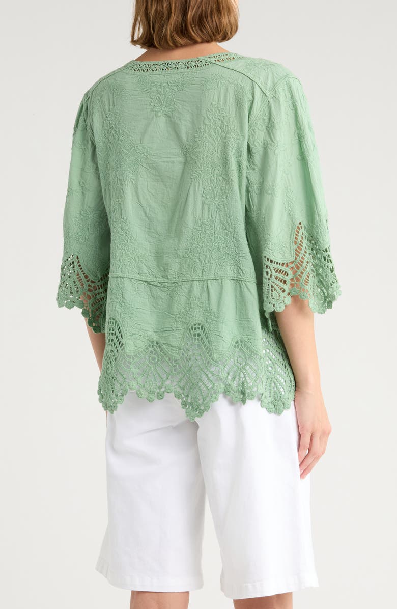 Democracy Crochet Cotton Peplum Top, Alternate, color, Vintage Jade