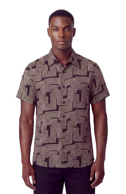 Inter Twine Mens Linen Button-up Shirt