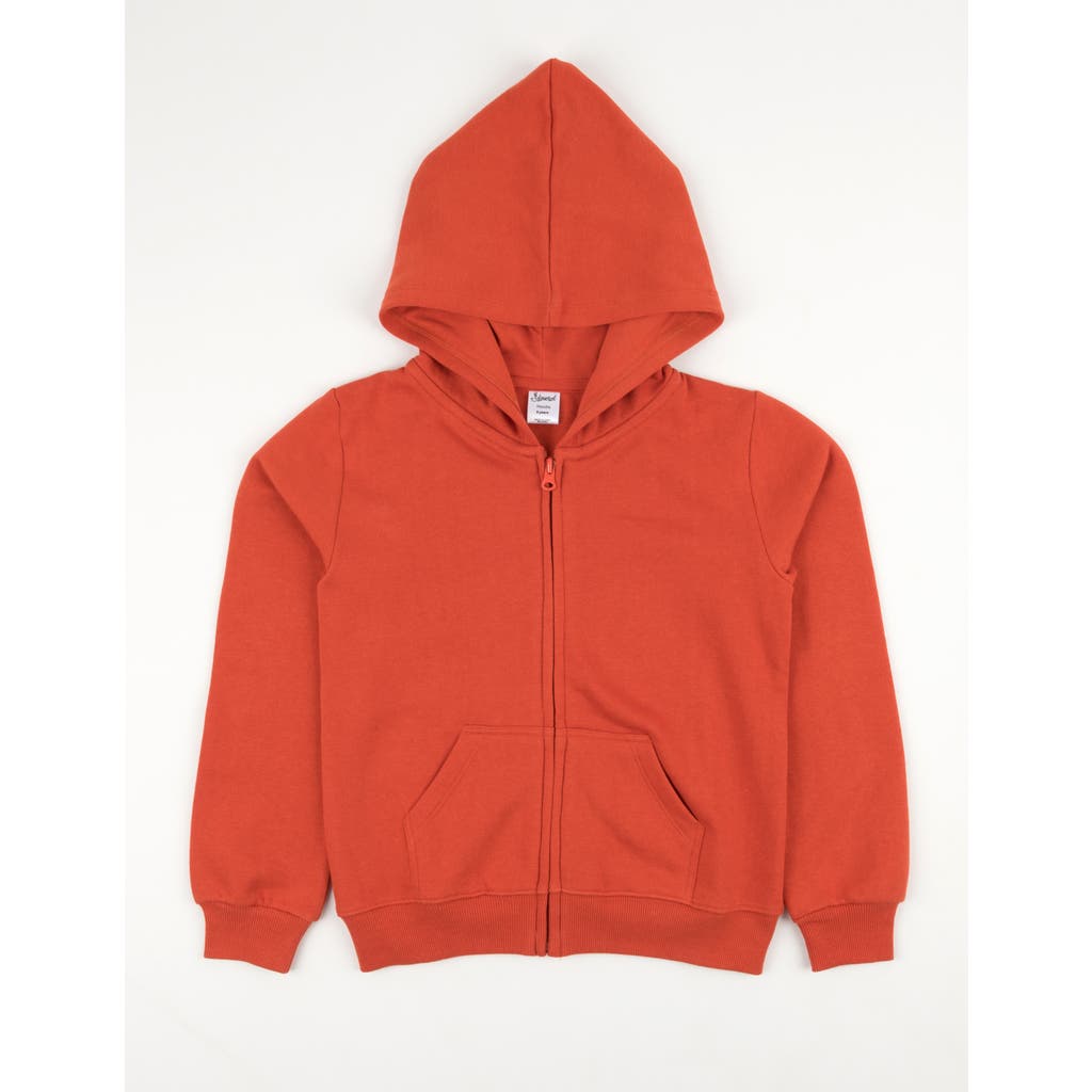 Leveret Kids Zip-up Hoodie, 100% Cotton, Solid Colors In Orange