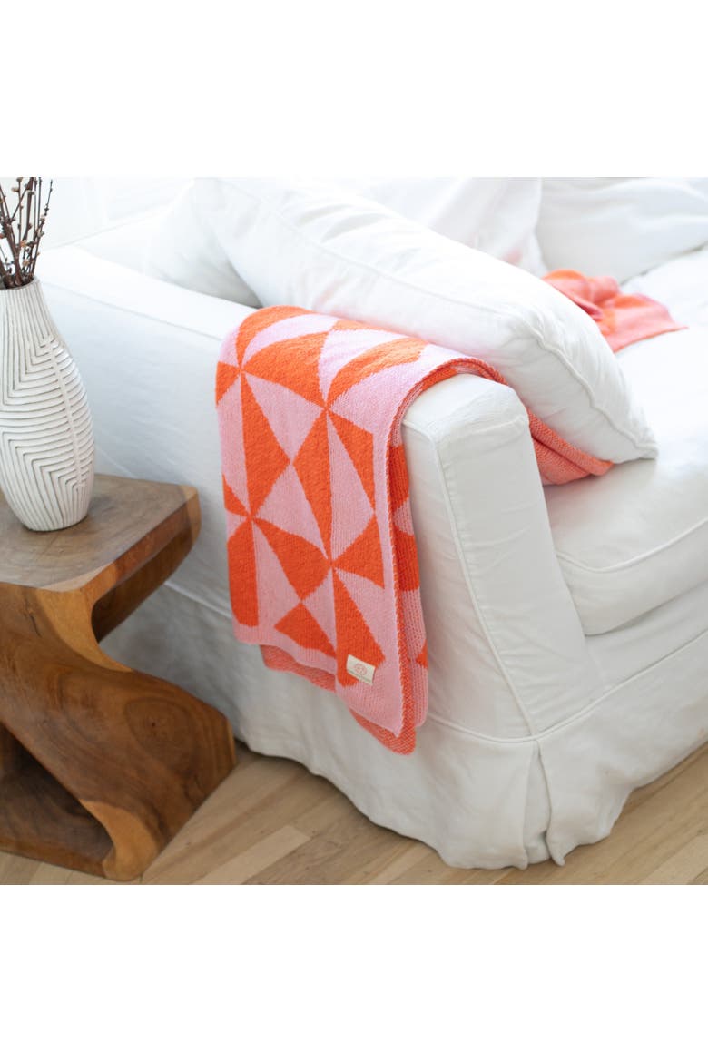 Trikona Organic Cotton Throw Blanket, Alternate, color, Neon orange