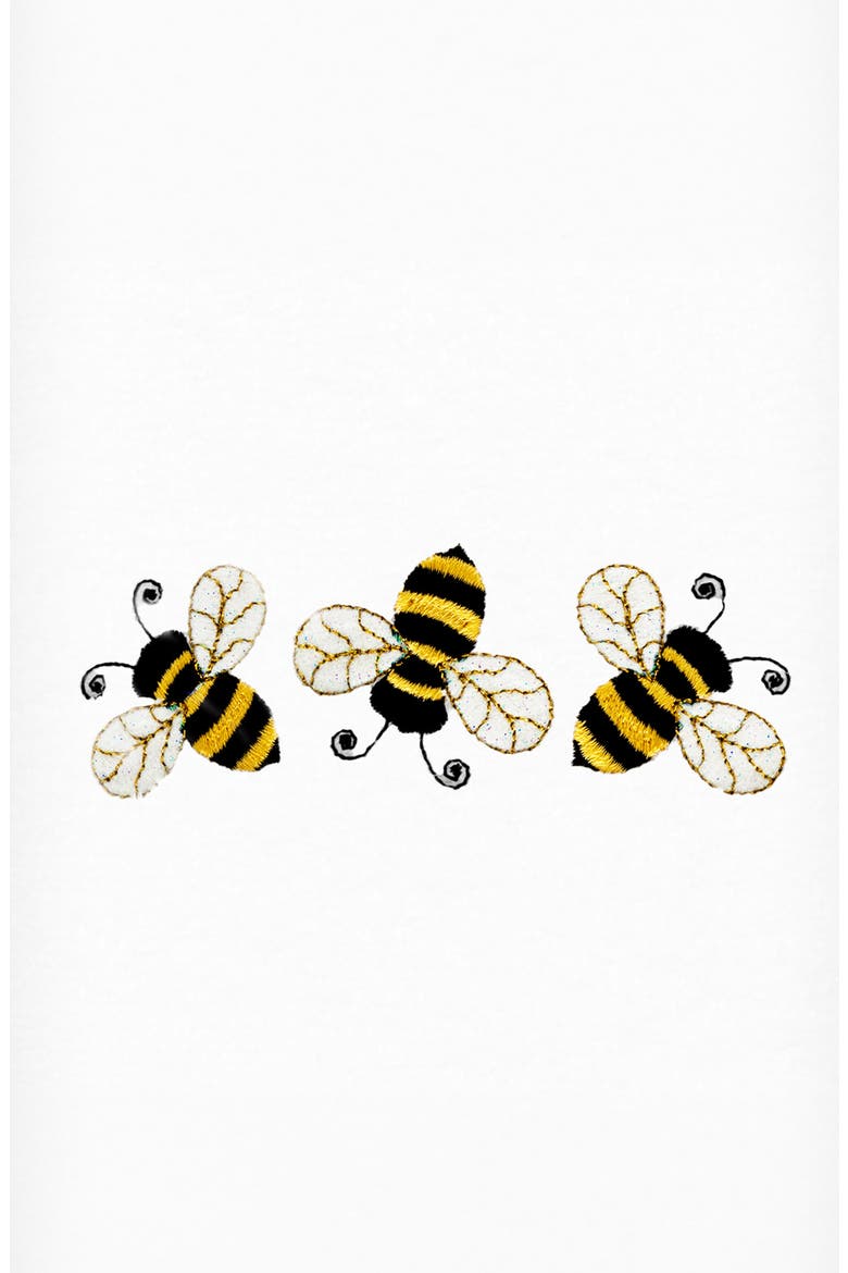 Bee Dance Set of 2 Cotton Hand Towels, Alternate, color, WHITE