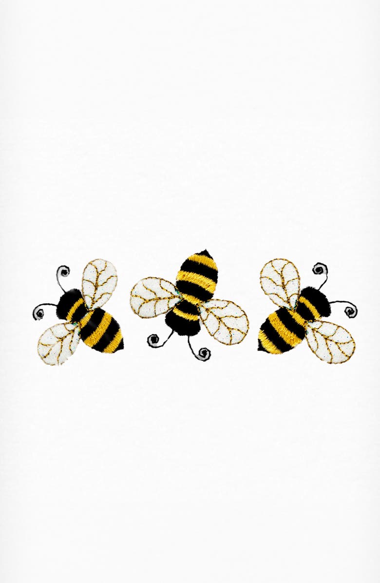 Linum Home Textiles Bee Dance Set of 2 Cotton Hand Towels, Alternate, color, White