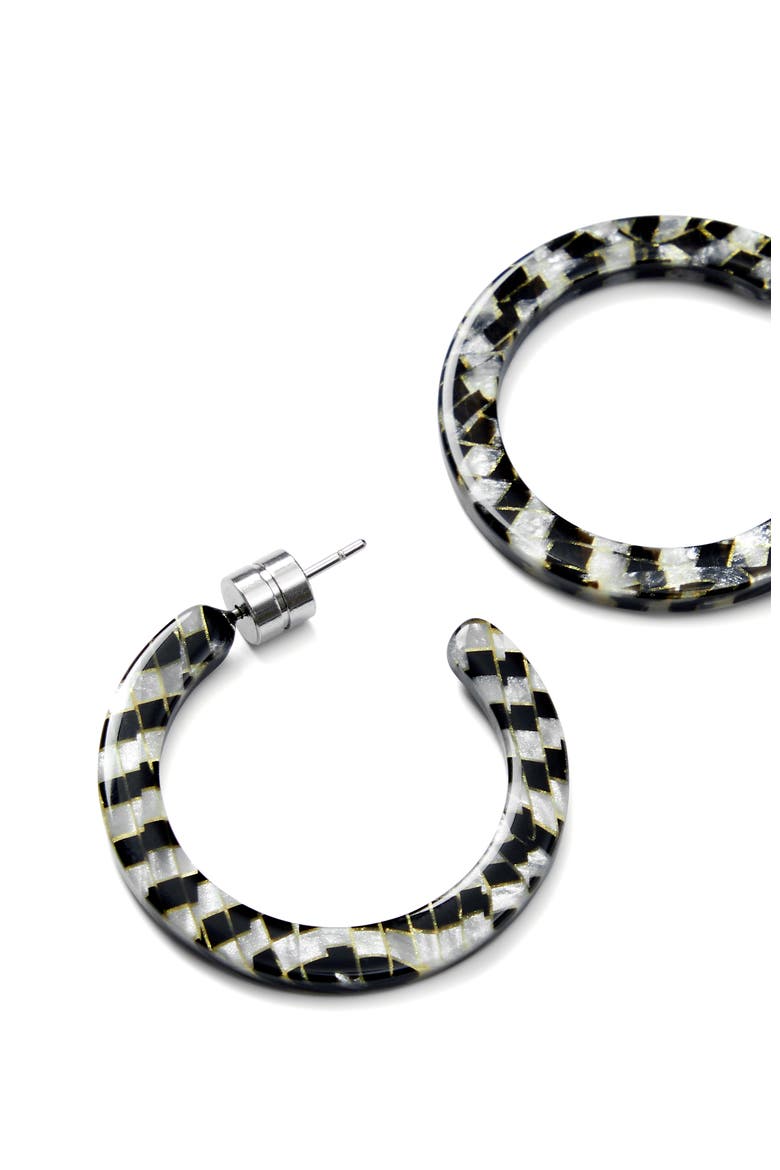 Mini Hoops, Alternate, color, Perle Noir