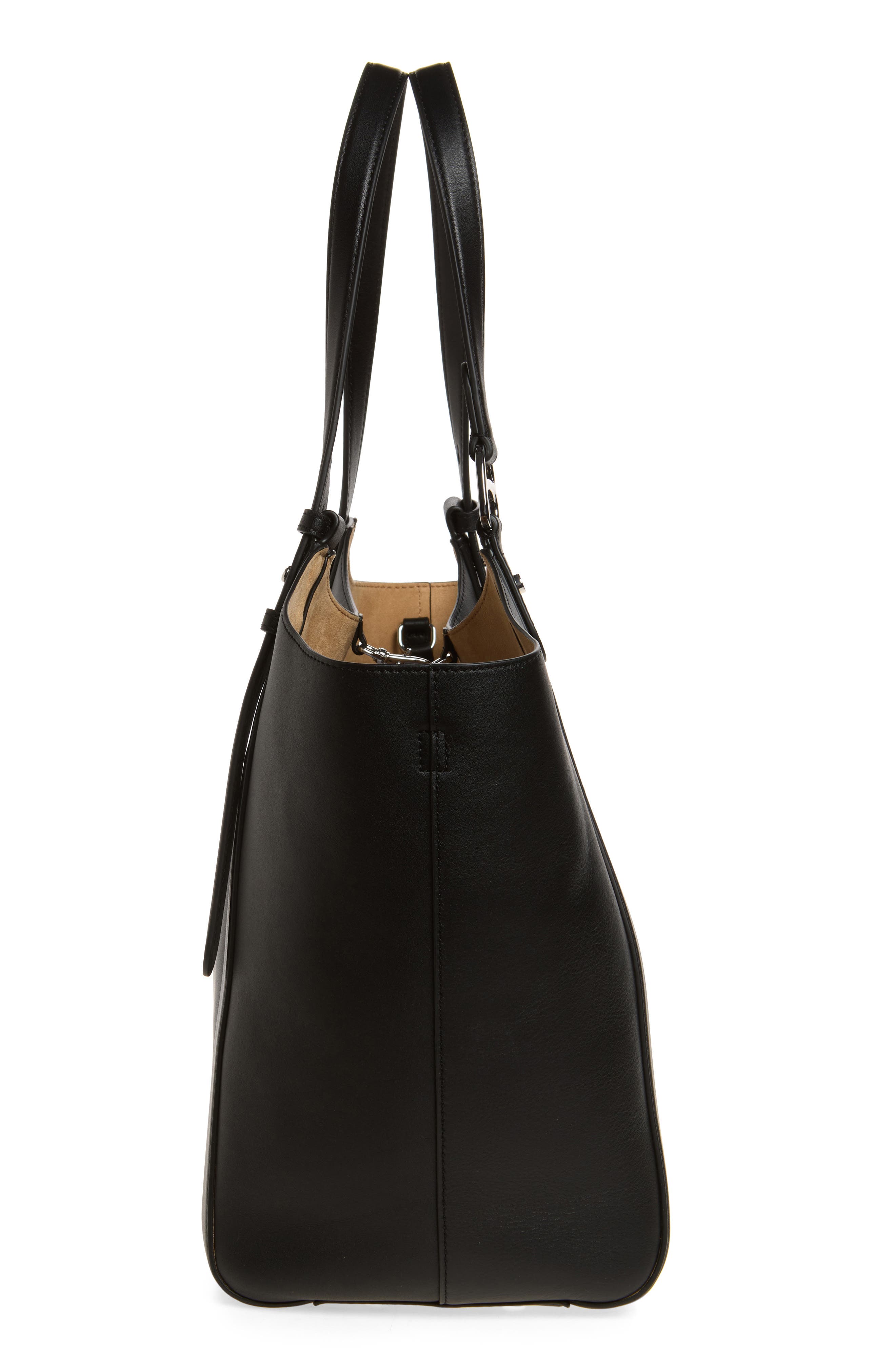 Large Leather Tote, Alternate, color, BLACK