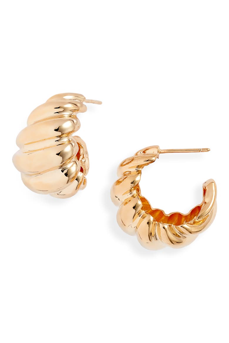Perla Hoop Earrings, Main, color, 14K YELLOW GOLD PLATED SILVER