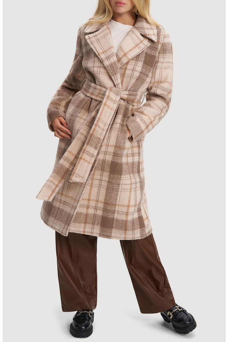 Katja Vegan Wool Plaid Coat, Main, color, OAT