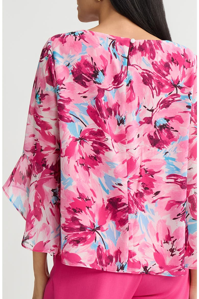 Floral Print Flutter Sleeve Top, Alternate, color, LILY WHITE MULTI