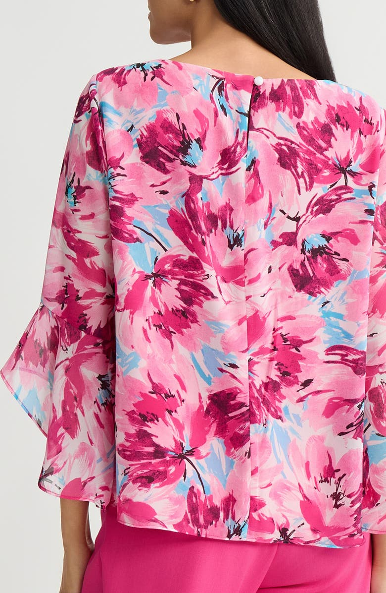 KASPER Floral Print Flutter Sleeve Top, Alternate, color, 