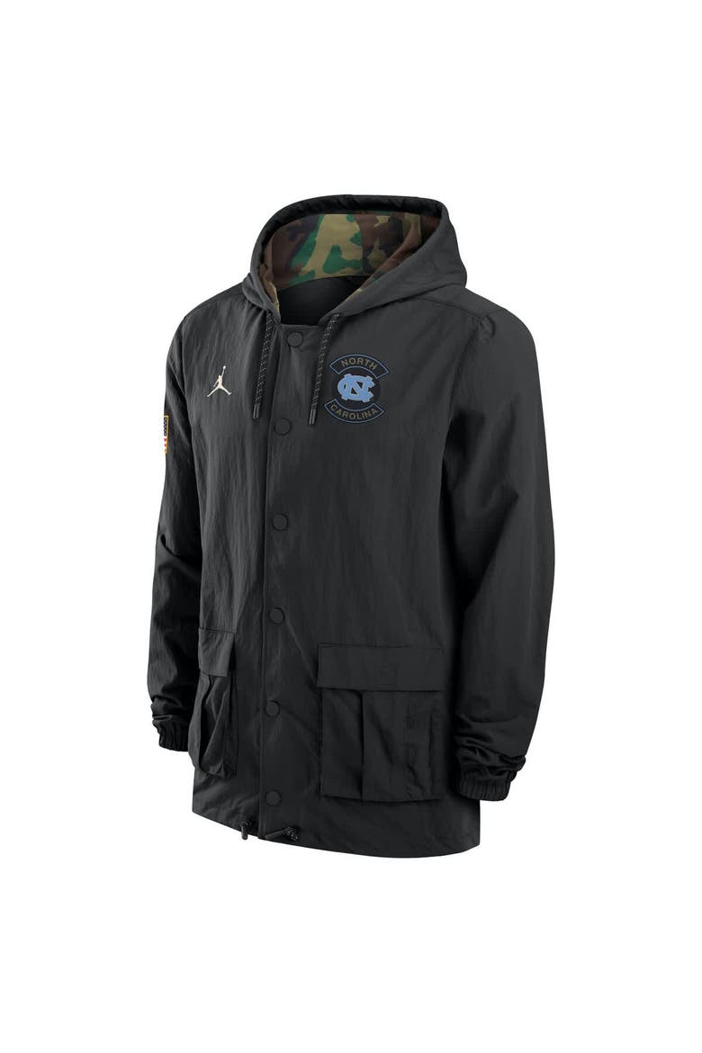 Men's Jordan Brand Black North Carolina Tar Heels 2025 NCAA Military Appreciation Full-Snap Jacket, Alternate, color, Black