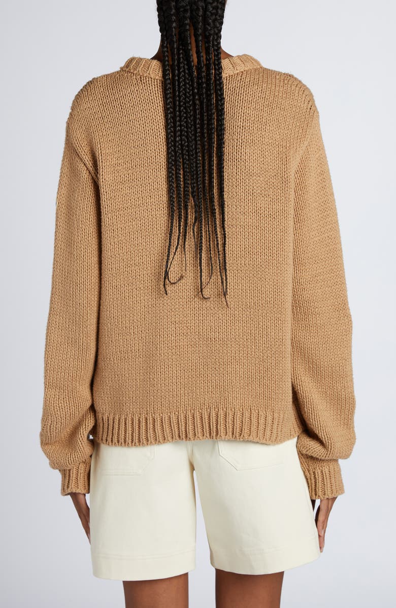 Moncler Logo Embroidered Crewneck Sweater, Alternate, color, Beige Tan