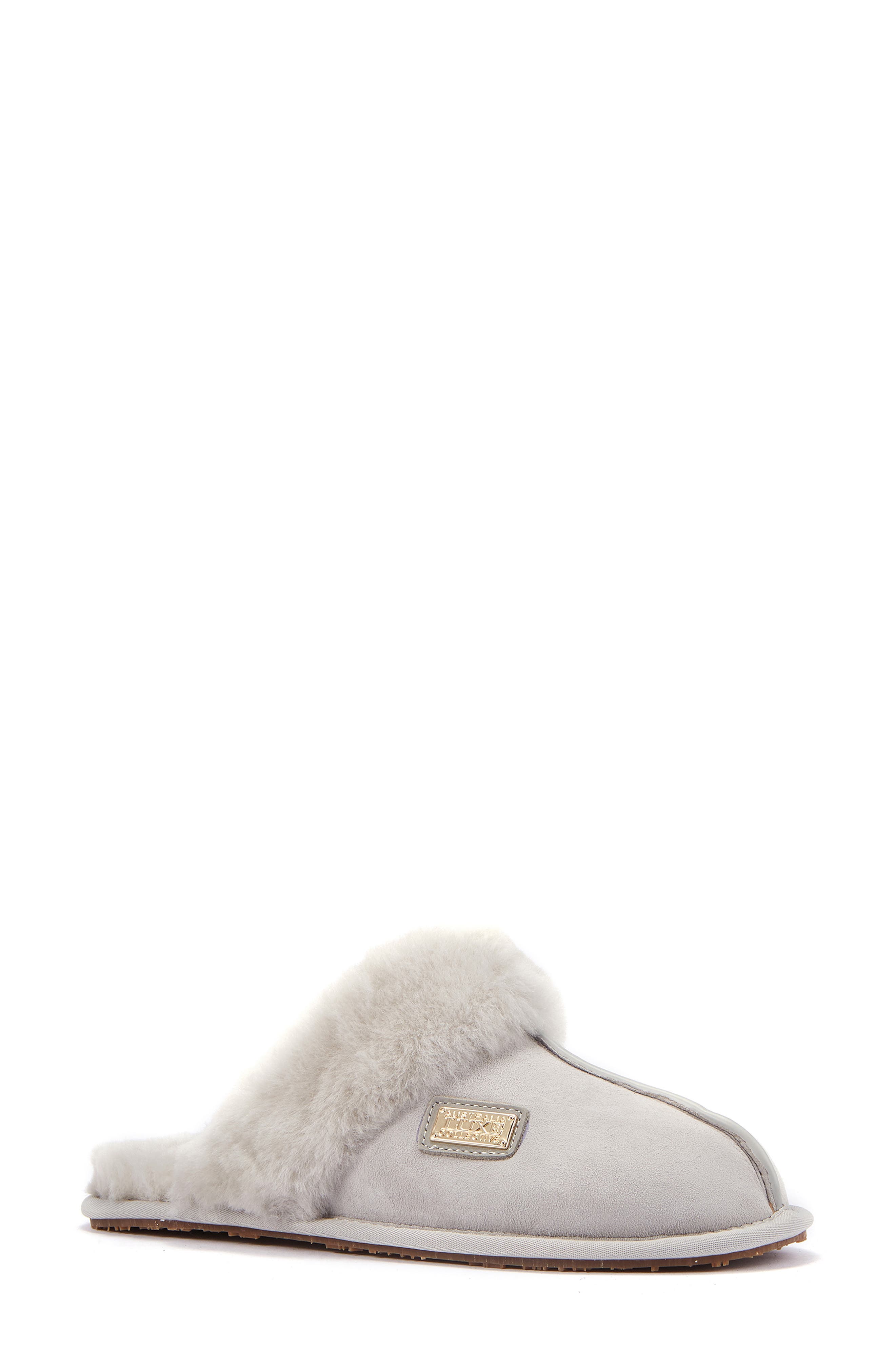 Australia Luxe Collective Genuine Shearling Mule Slipper, Main, color, Ice Gray