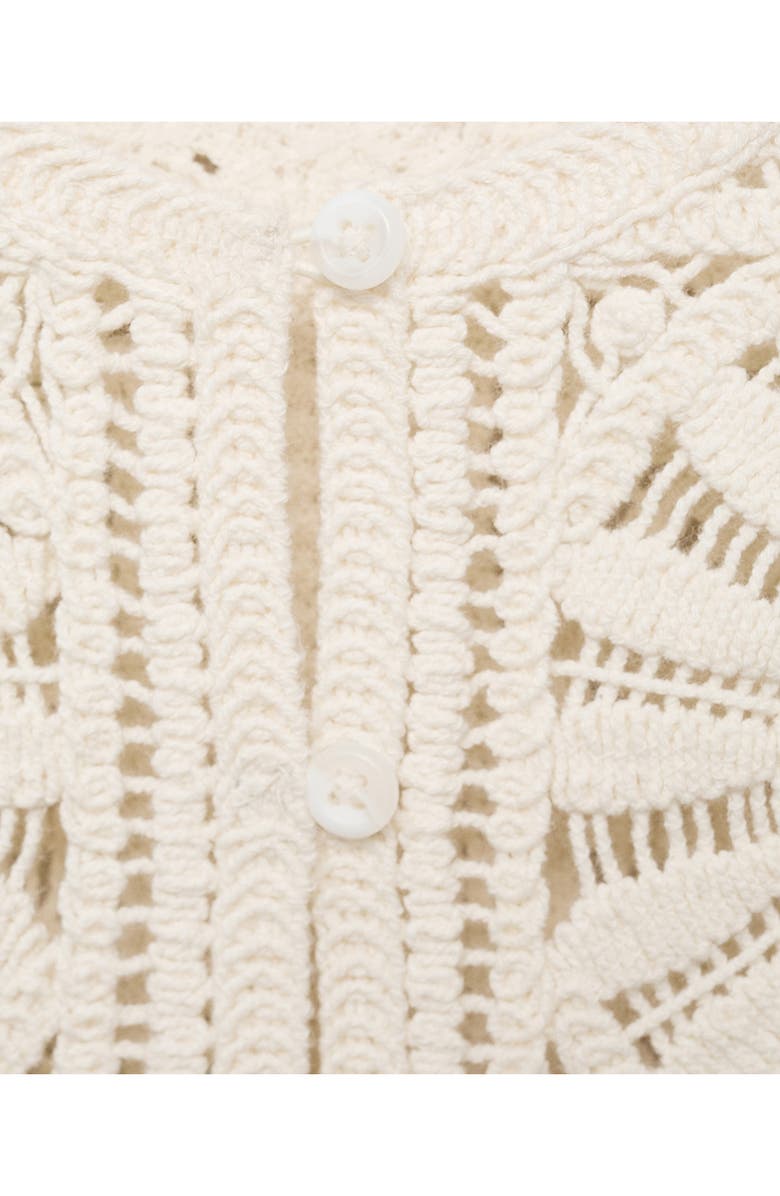 MANGO Open Stitch Button Up Waistcoat, Alternate, color, Ecru