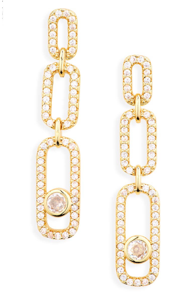 Crystal Linear Link Drop Earrings, Main, color, GOLD