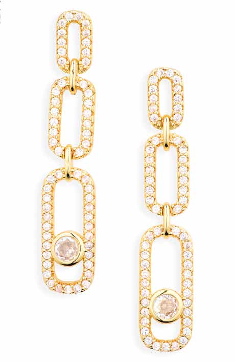 Crystal Linear Link Drop Earrings