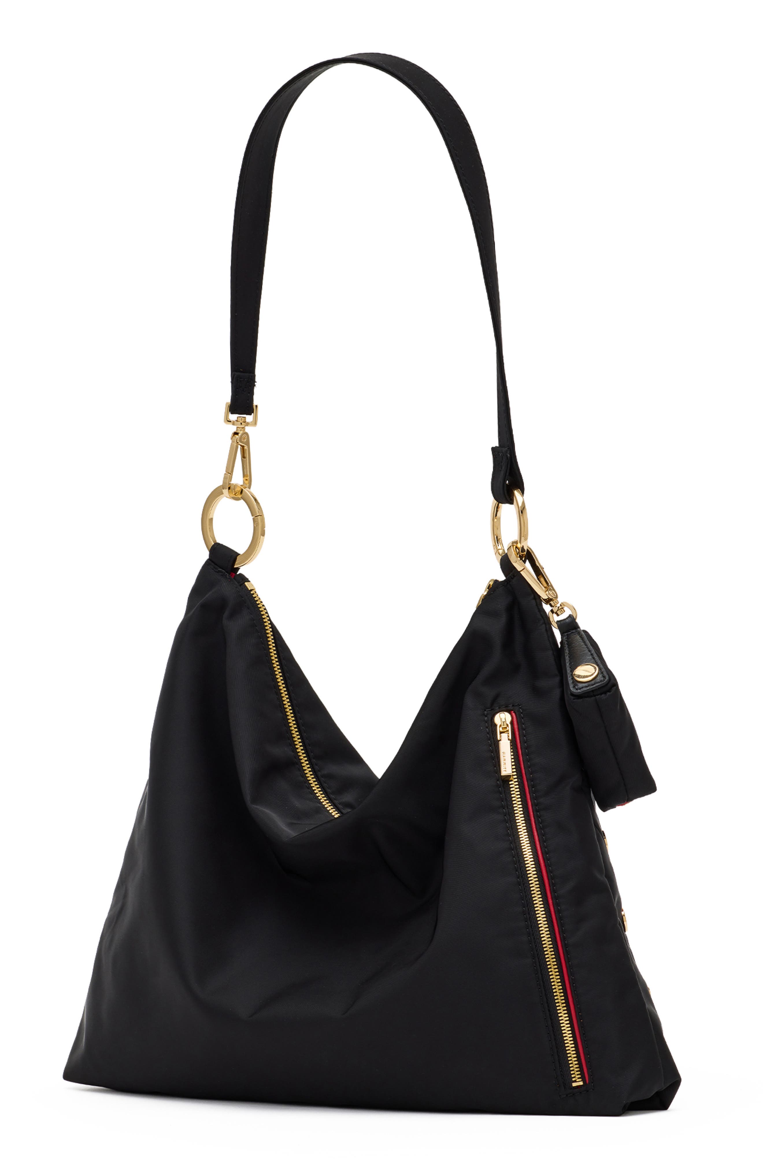 Kyle Large Nylon Shoulder Bag, Alternate, color, BLACK NYLON CARGO/ GOLD