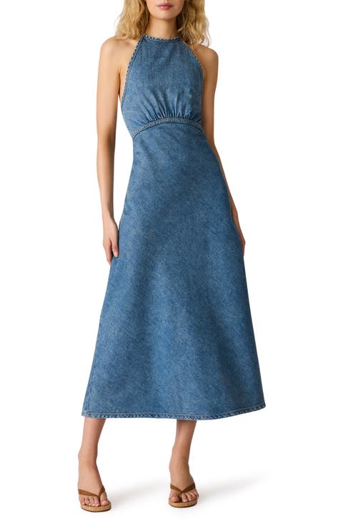 Vilman Denim Halter Maxi Dress