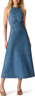 Steve Madden Vilman Denim Halter Maxi Dress