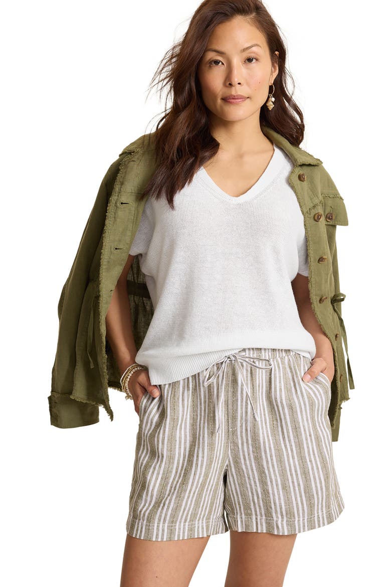 Lakes Edge Linen & Cotton Blend Sweater, Alternate, color, WHITE