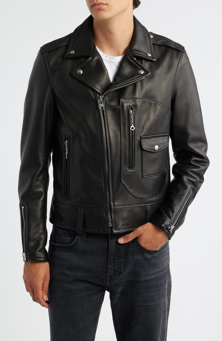 Schott NYC Bike Riders Perfecto Leather Moto Jacket, Alternate, color, Black