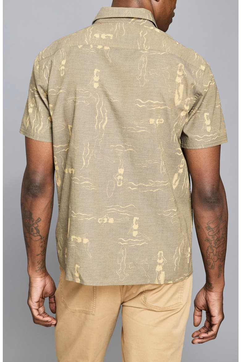 Surf Ladies Mélange Short Sleeve Button-Up Shirt, Alternate, color, ASPHALT