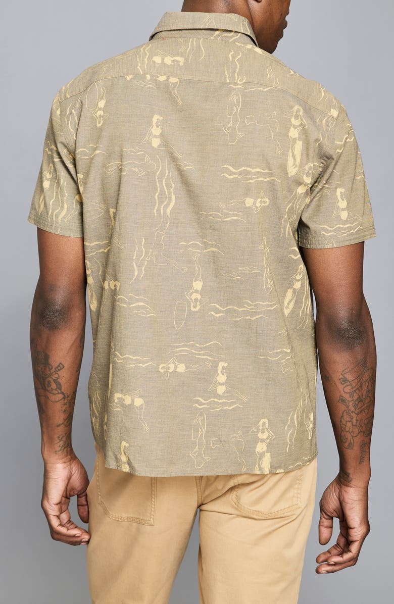 Billy Reid Surf Ladies Mélange Short Sleeve Button-Up Shirt, Alternate, color, Asphalt