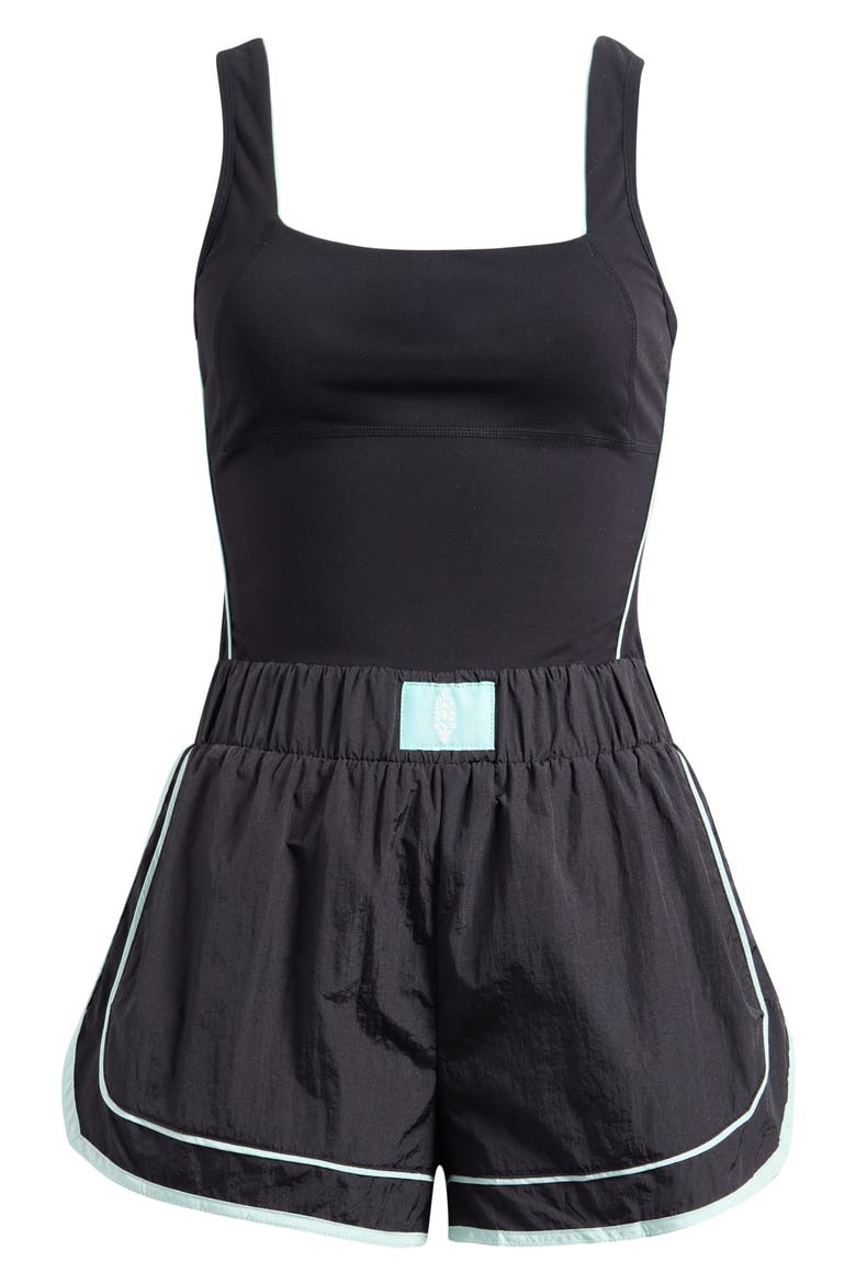 FP Movement Varsity Blues Mixed Media Romper, Main, color, BLACK COMBO