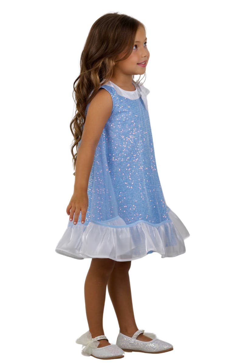 Mia Belle Girls Girls Glittery  Bow Sequin Ruffle Dress, Alternate, color, Blue