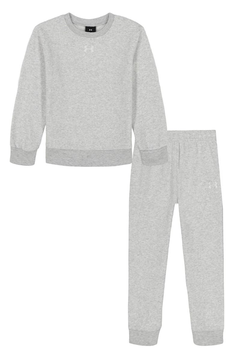 Under Armour Kids' Rival Crewneck Sweatshirt & Pants Set, Main, color, Mod Gray