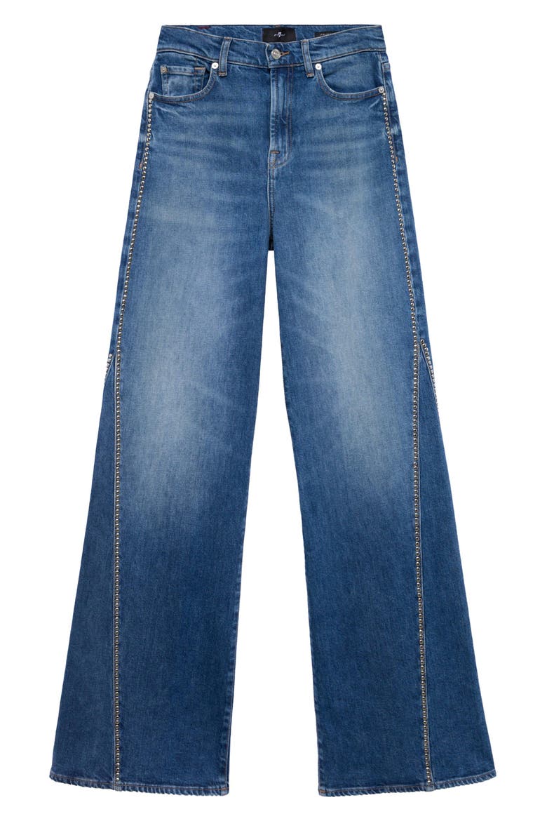 Lotta Studded High Waist Wide Leg Jeans, Alternate, color, AVENUE